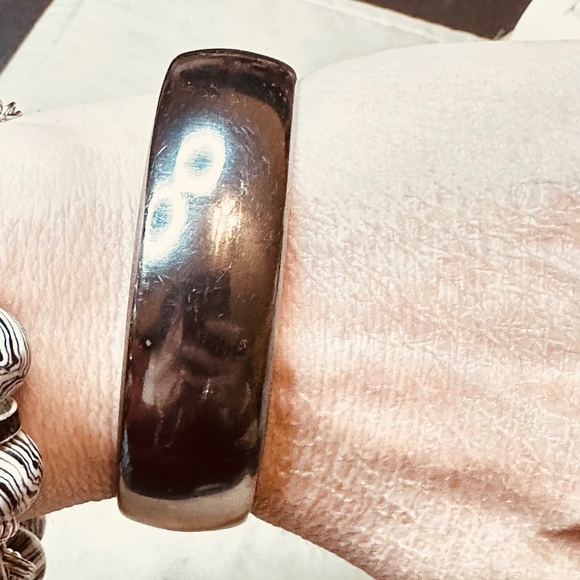 Black or Metallic Gray Metal Over Copper Bangle Bracelet - Picture 10 of 10